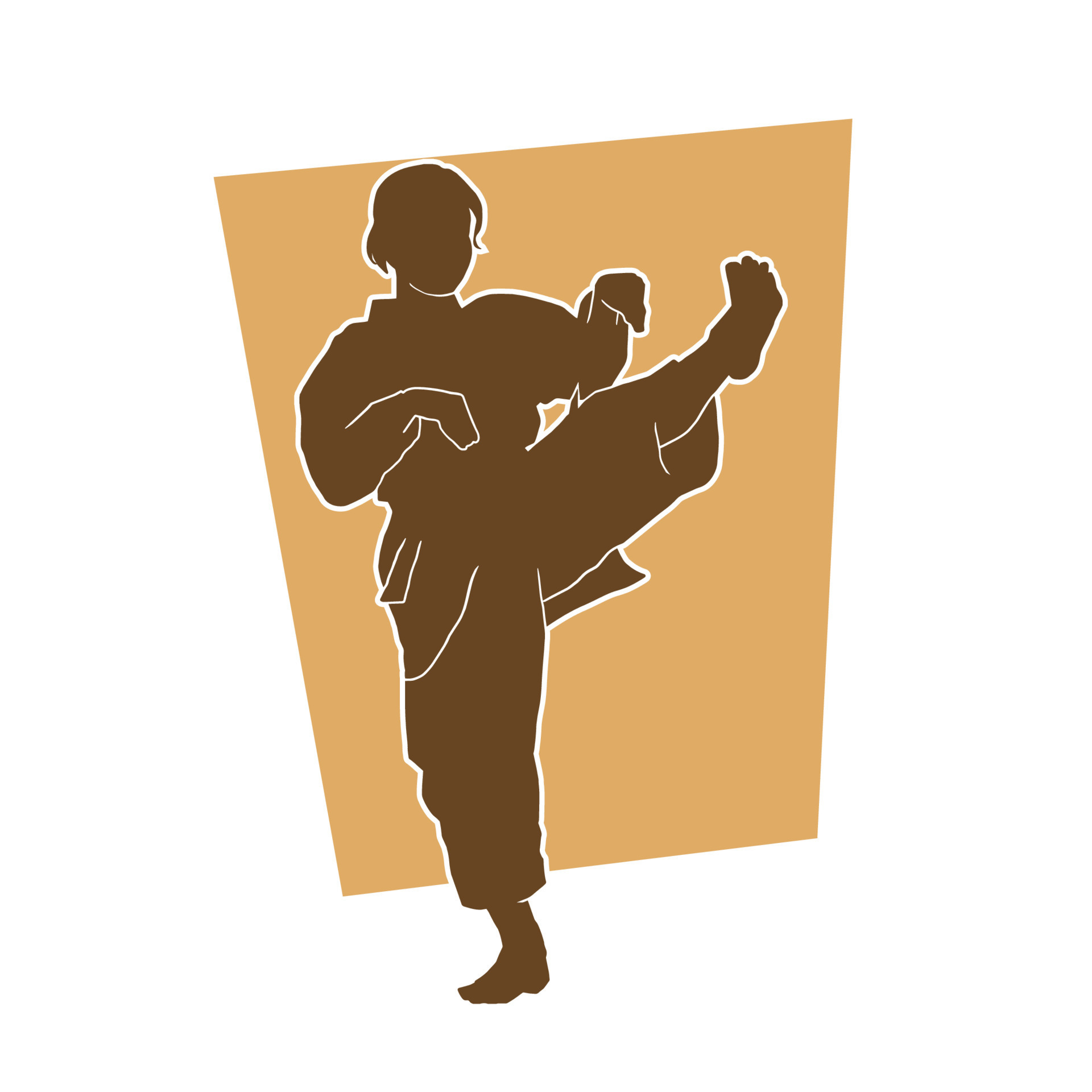 young male karate kata vector silhouette wearing uniform called keikogi