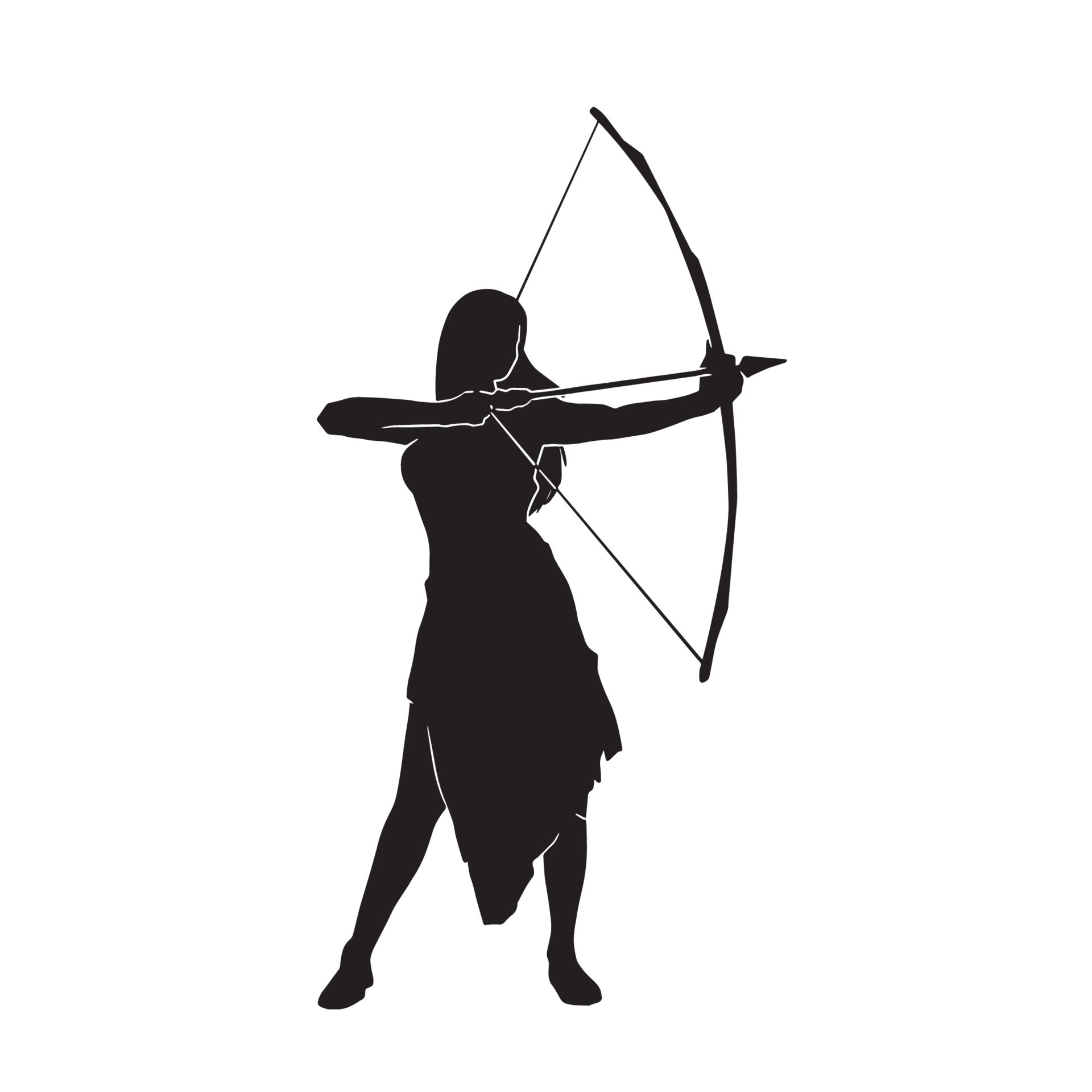 beautiful Female archer warrior vector silhouette on white background  13081069 Vector Art at Vecteezy