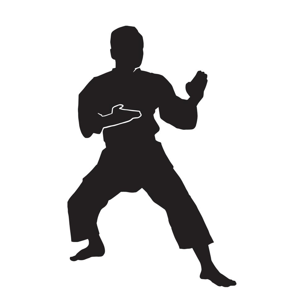 young male karate kata martial arts wearing a uniform vector silhouette ...