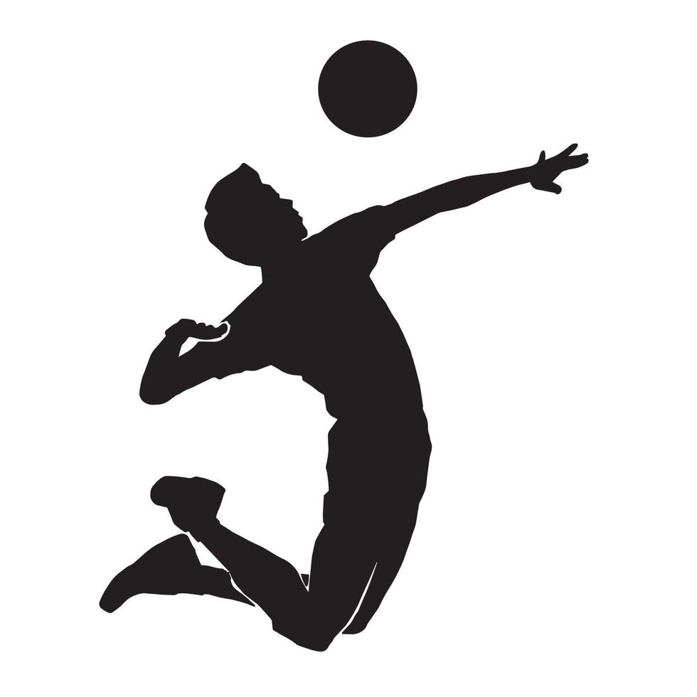 Male beach volleyball athlete vector silhouette on white background ...