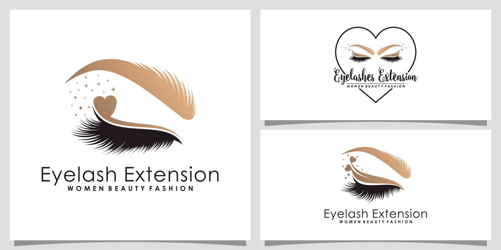 Set of eyelashes extension logo design bundle for beauty salon with creative modern concept vector