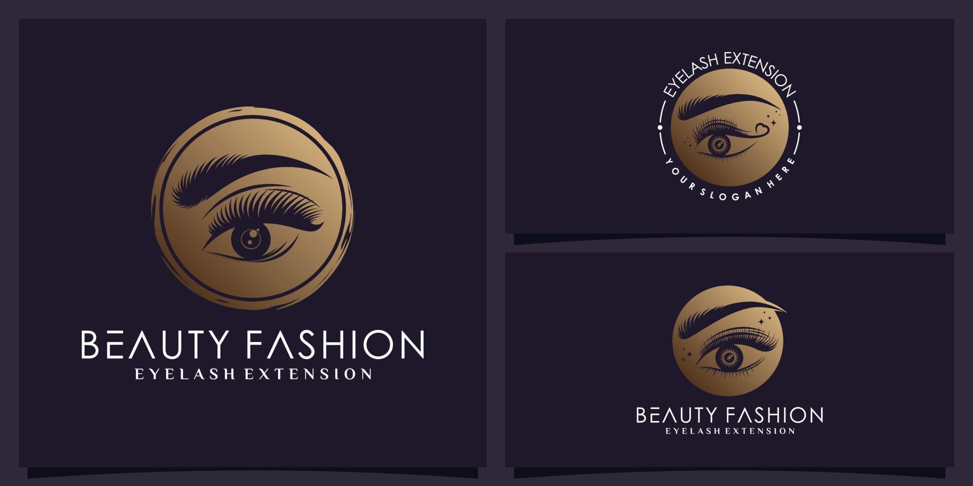 Set of eyelashes extension logo design bundle for beauty salon with creative modern concept vector