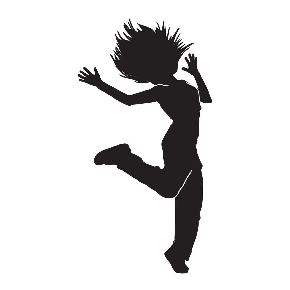 Female hip-hop dancer, woman street break dance vector silhouette on ...