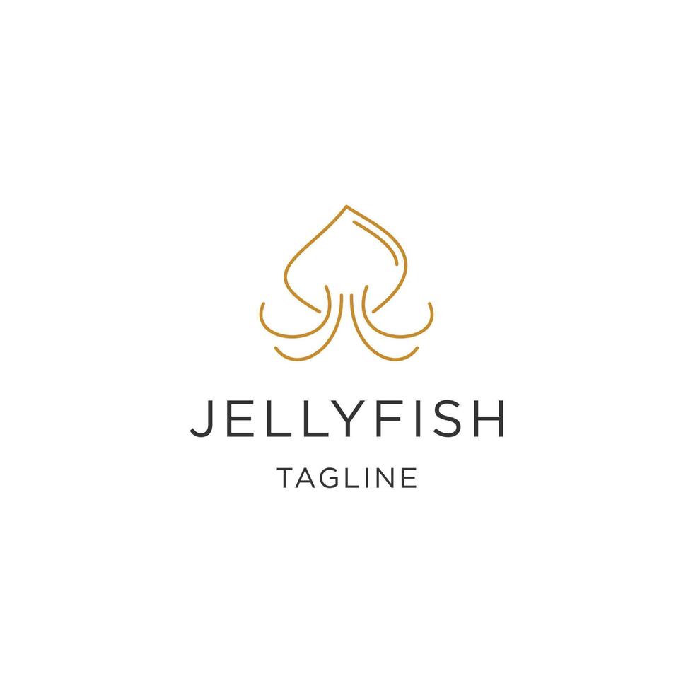 Jellyfish line logo design vector illustration