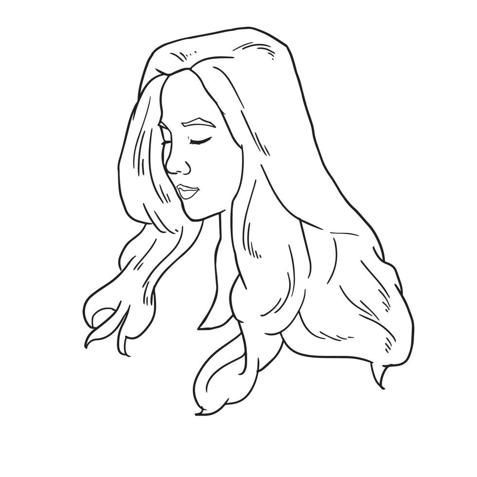 hand drawn sketch of beautiful woman face with long hair 13080552 Vector  Art at Vecteezy