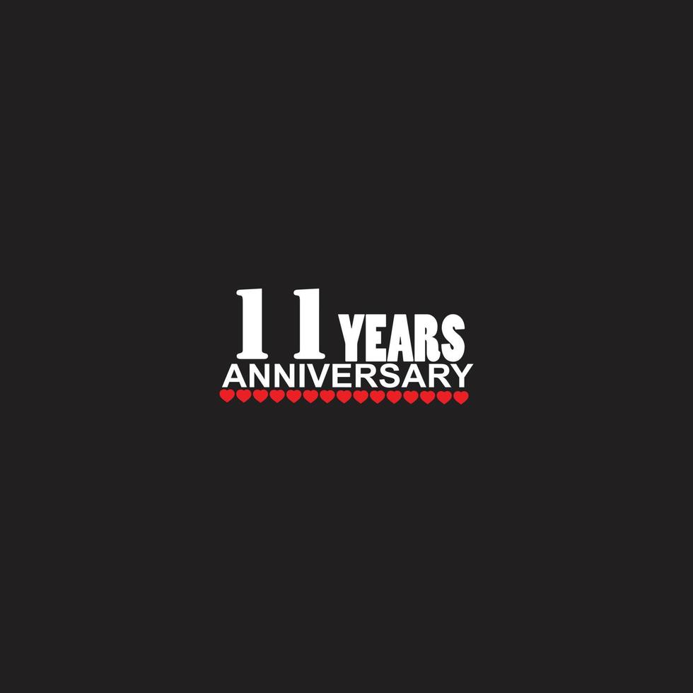 11 years anniversary celebration logotype, hand lettering, 11 year sign, greeting card vector