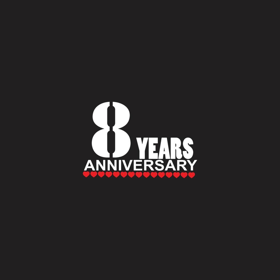 logotipo de celebración de aniversario de 8 años, letras a mano, signo de 8 años, tarjeta de felicitación vector