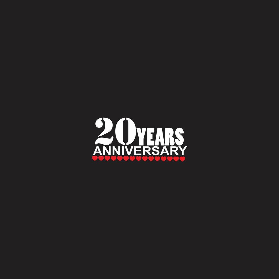 logotipo de celebración de aniversario de 20 años, letras a mano, signo de 20 años, tarjeta de felicitación vector