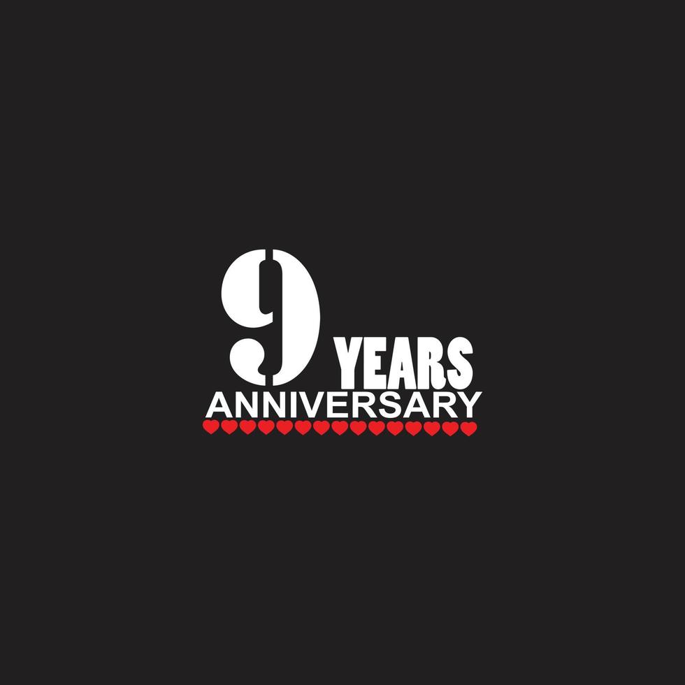 9 years anniversary celebration logotype, hand lettering, 9 year sign, greeting card vector