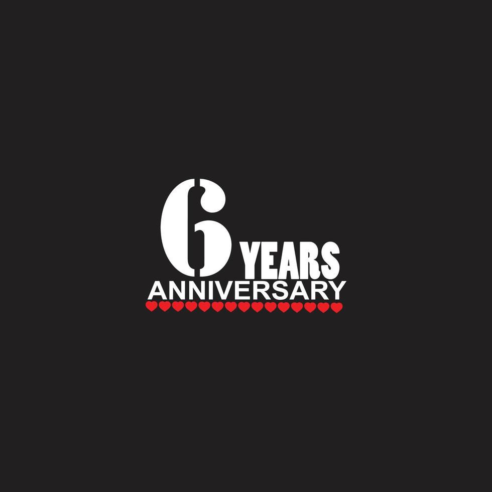 6 years anniversary celebration logotype, hand lettering, 6 year sign, greeting card vector