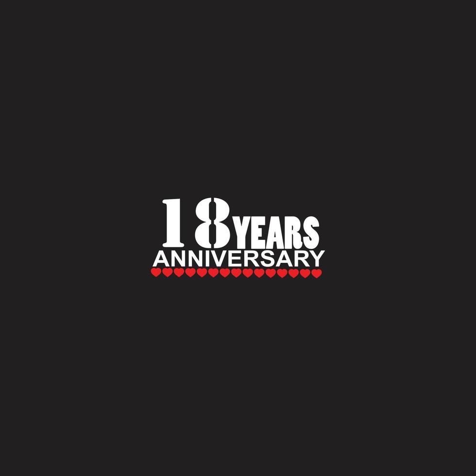 logotipo de celebración de aniversario de 18 años, letras a mano, signo de 18 años, tarjeta de felicitación vector