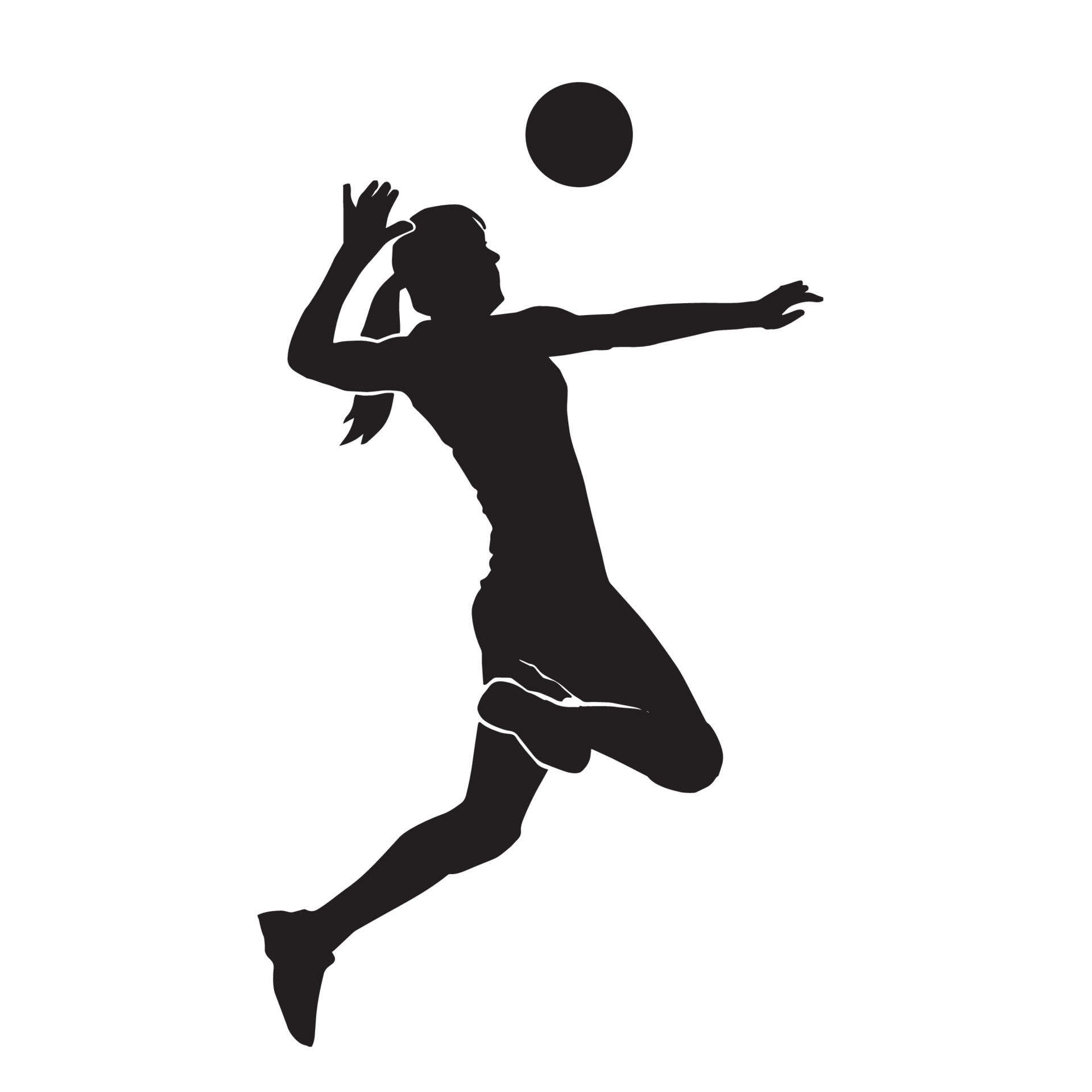 female beach volleyball athlete vector silhouette on white background ...