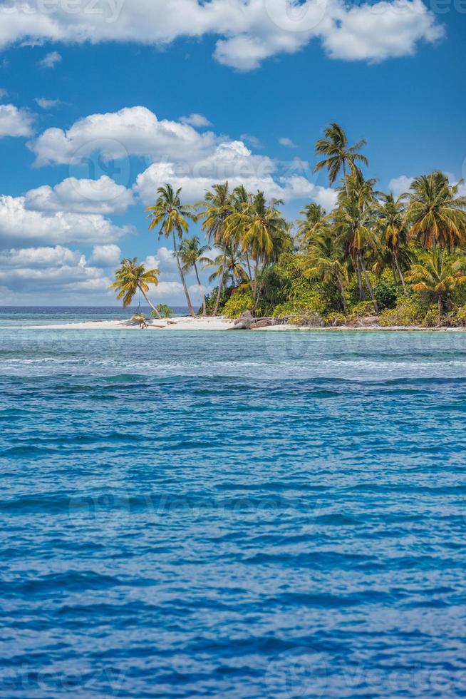 Beautiful tropical beach with white sand, palm trees, turquoise ...
