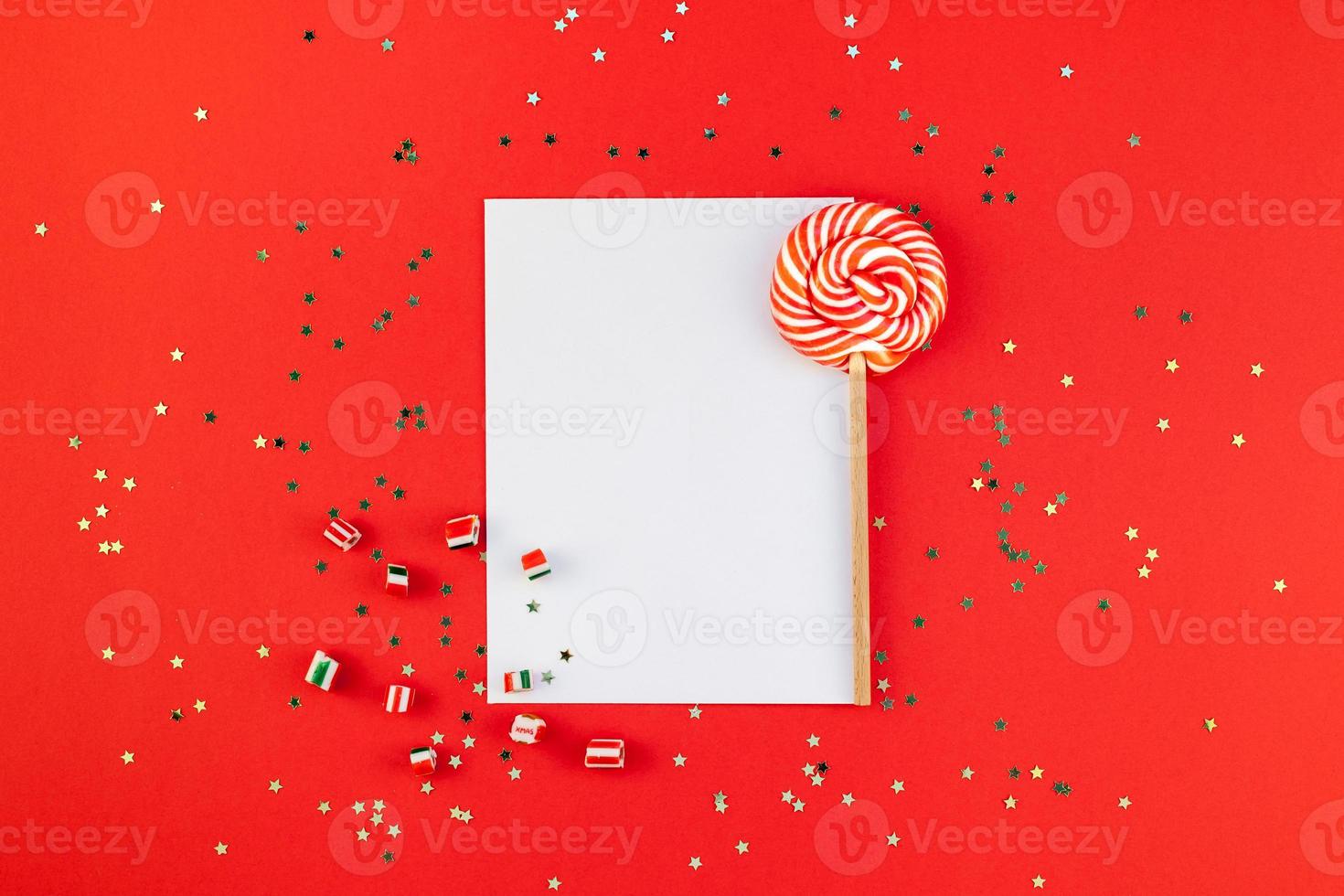 Christmas greeting postcard mockup with glitter photo