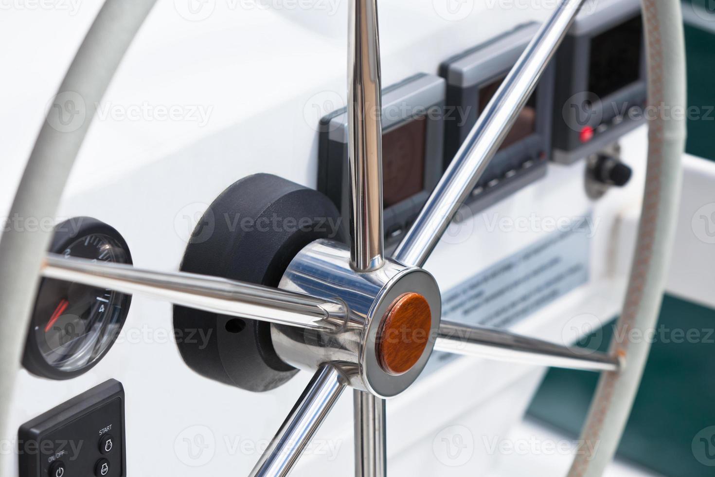 Sailing yacht control wheel and implement photo