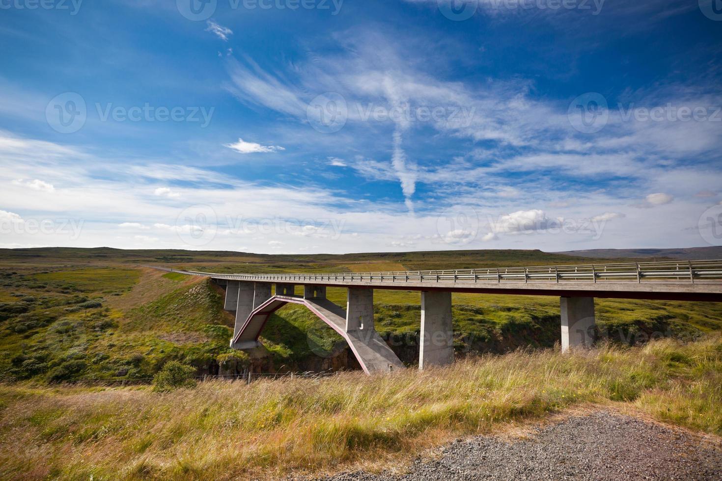 Modern bridge over Icelandic river photo