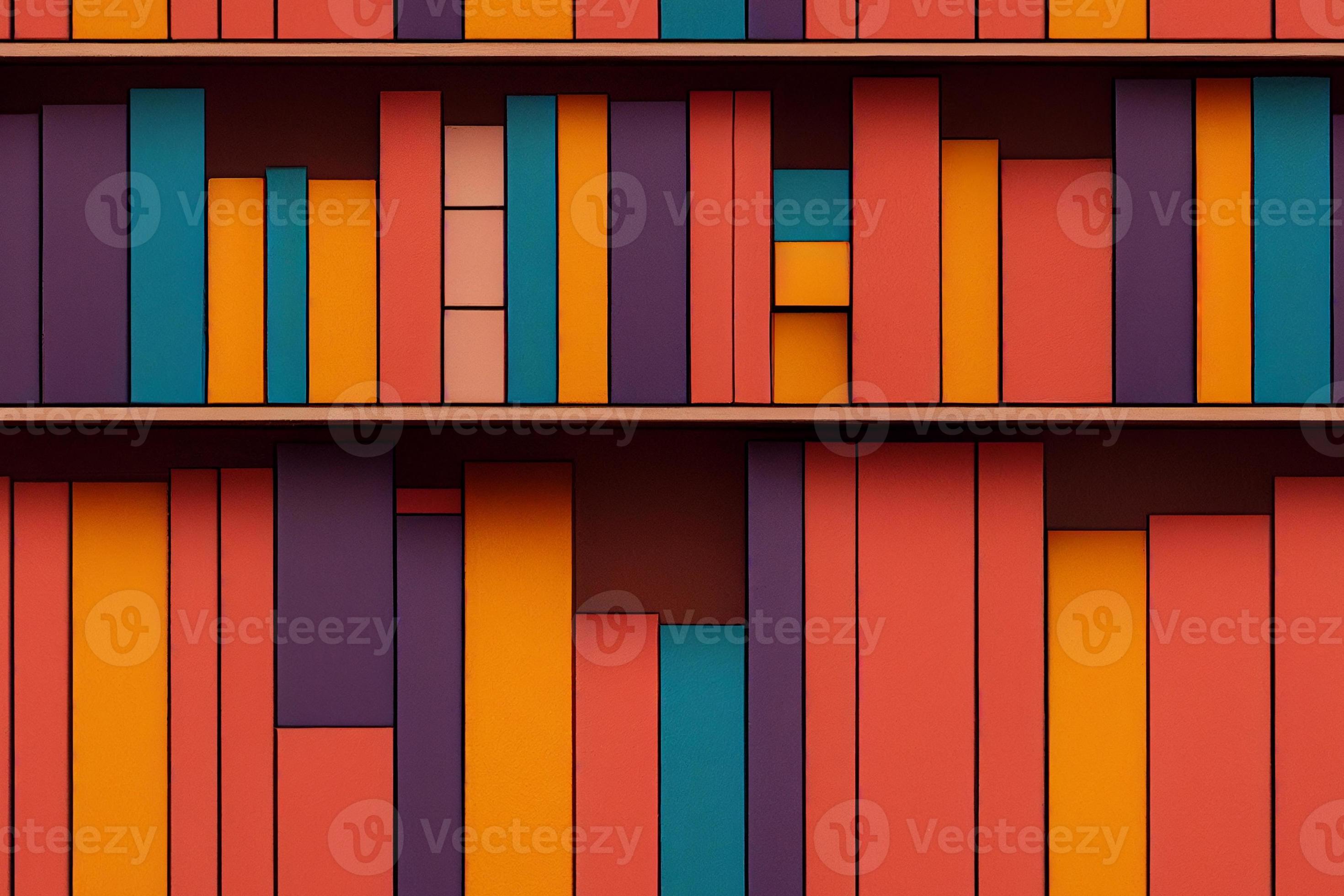 Seamless pattern. Book shelf with colorful books. Vector 3d