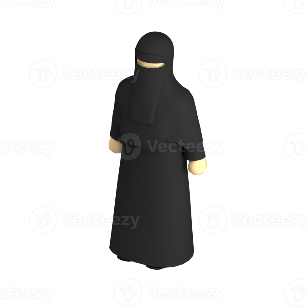 3d icono niqab mujer musulmana vista frontal png