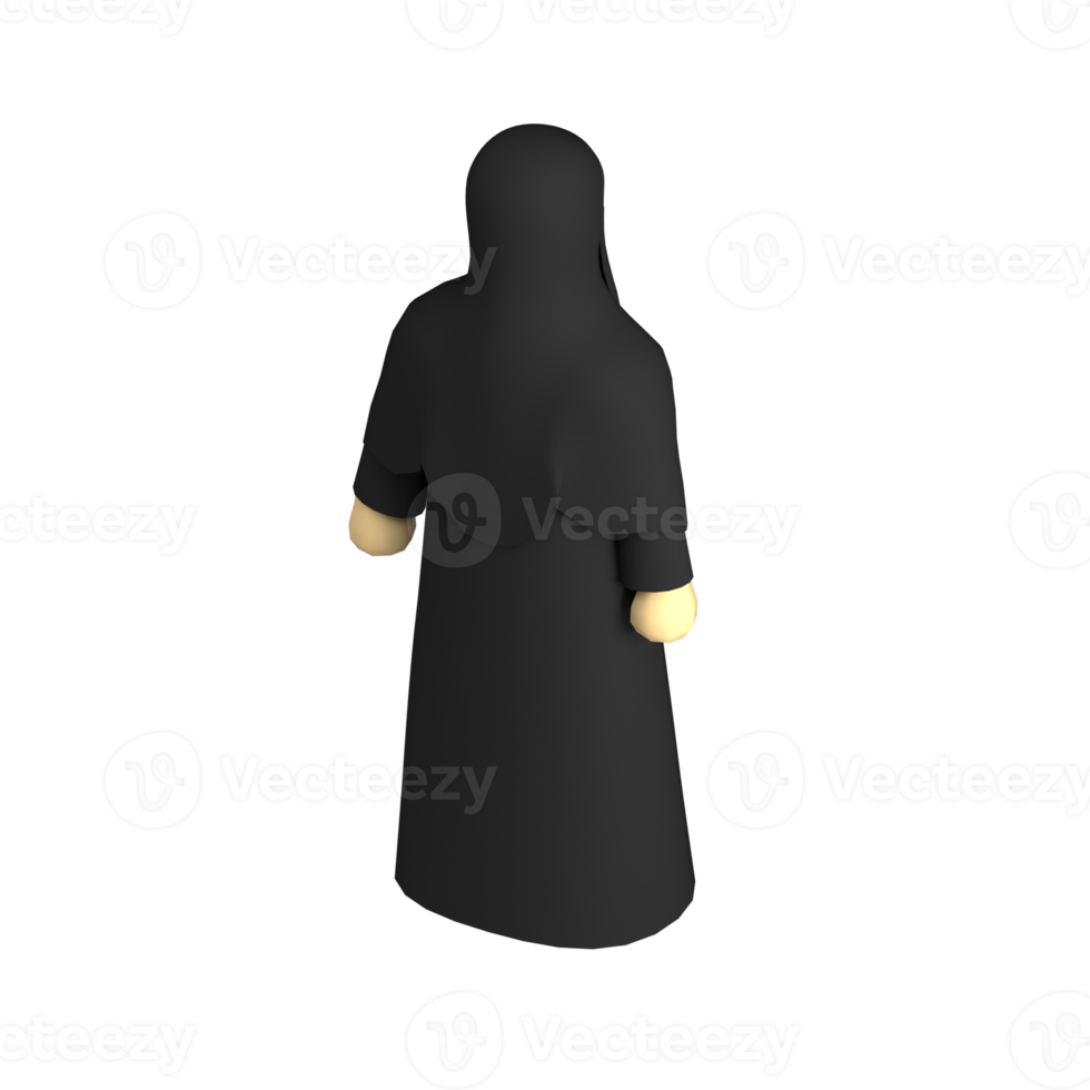 3d icon niqab female muslim back view png