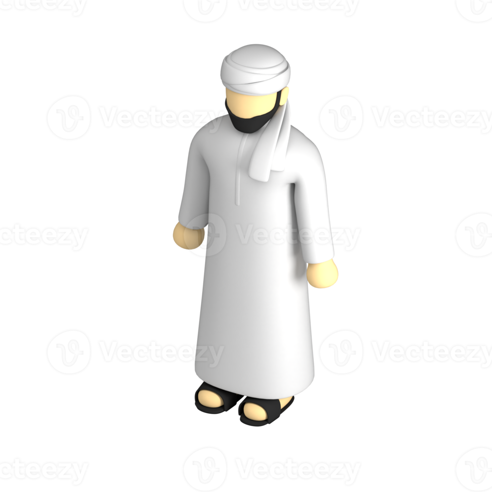 male arabian outfit front view 3d icon png