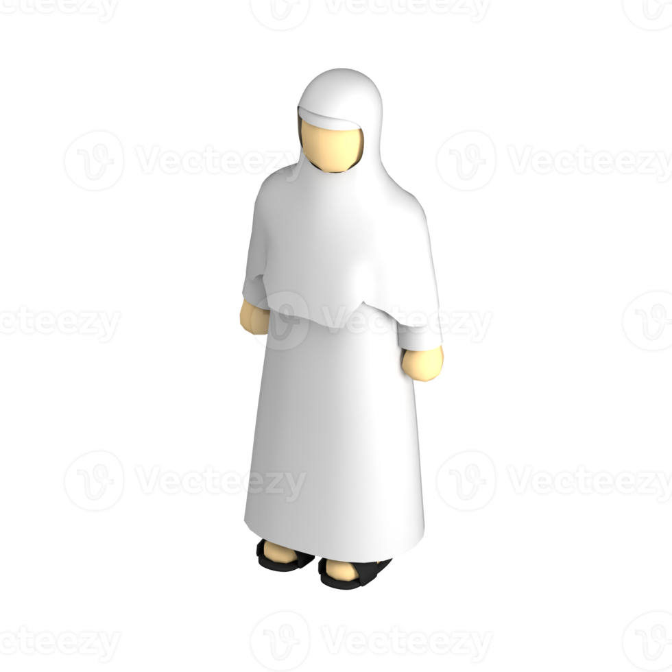 female hijab muslim front view 3d icon png