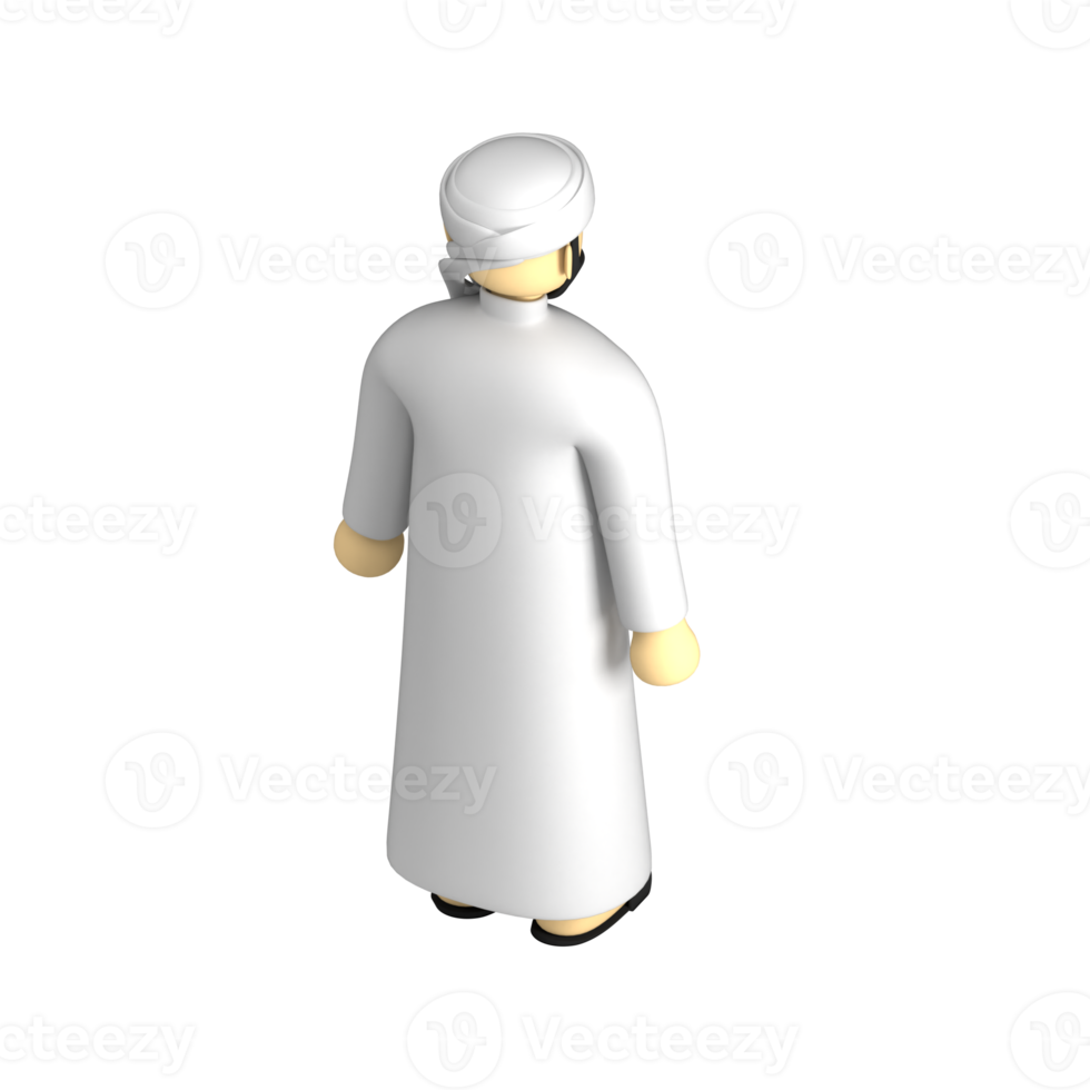 male arabian outfit back view 3d icon png