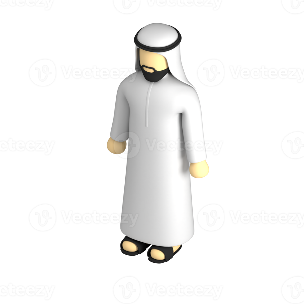 icono 3d de vista frontal de traje árabe tradicional masculino png