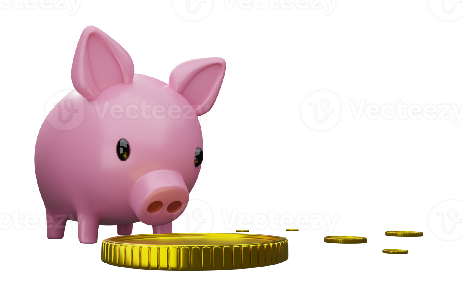 piggy bank with gold coins money. make money Concept, 3d illustration or 3d render png
