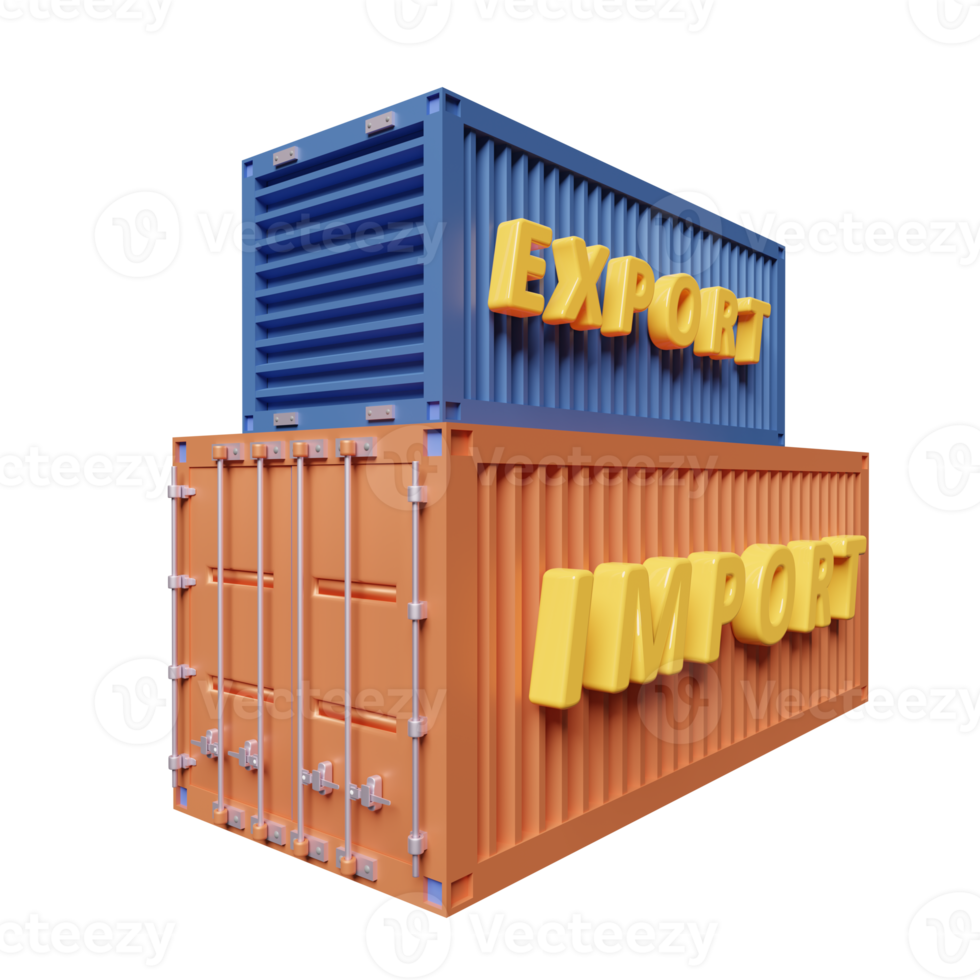 shipping container for import export, logistic service concept isolated. 3d illustration or 3d rendering png