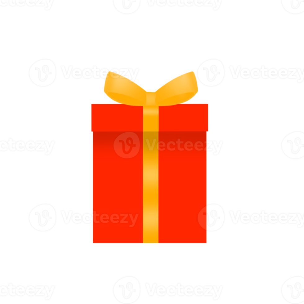 Red box with gold ribbon. Illustration pro png. png