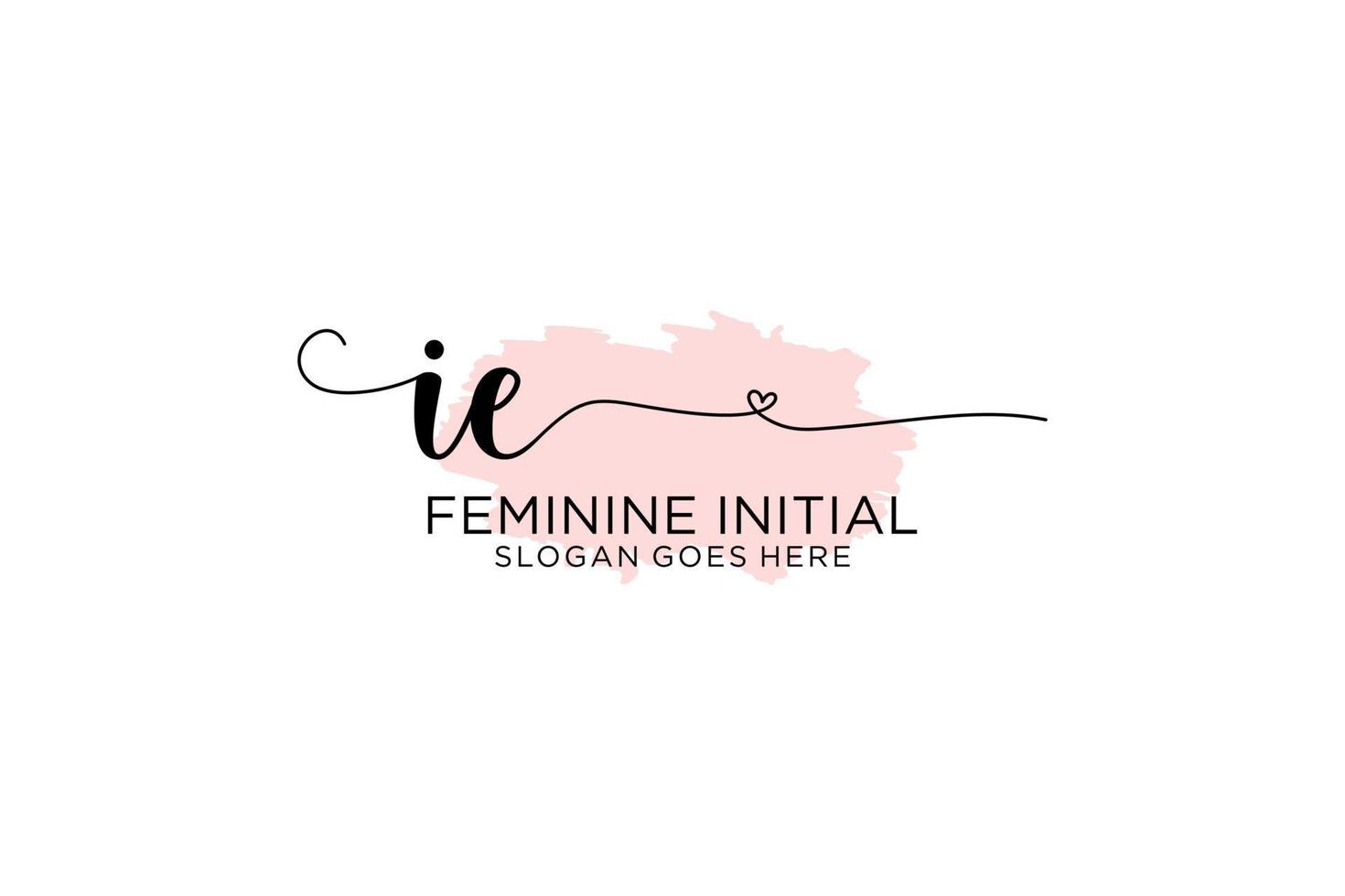 Initial IE beauty monogram and elegant logo design handwriting logo of initial signature, wedding, fashion, floral and botanical with creative template. vector