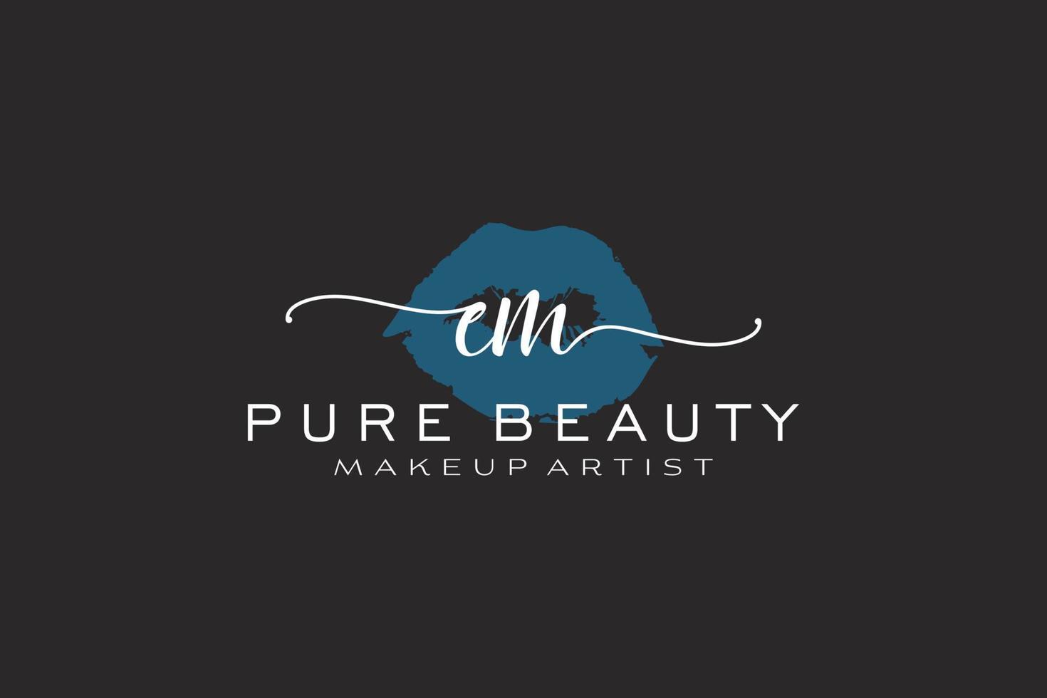 Initial EM Watercolor Lips Premade Logo Design, Logo for Makeup Artist Business Branding, Blush Beauty Boutique Logo Design, Calligraphy Logo with creative template. vector