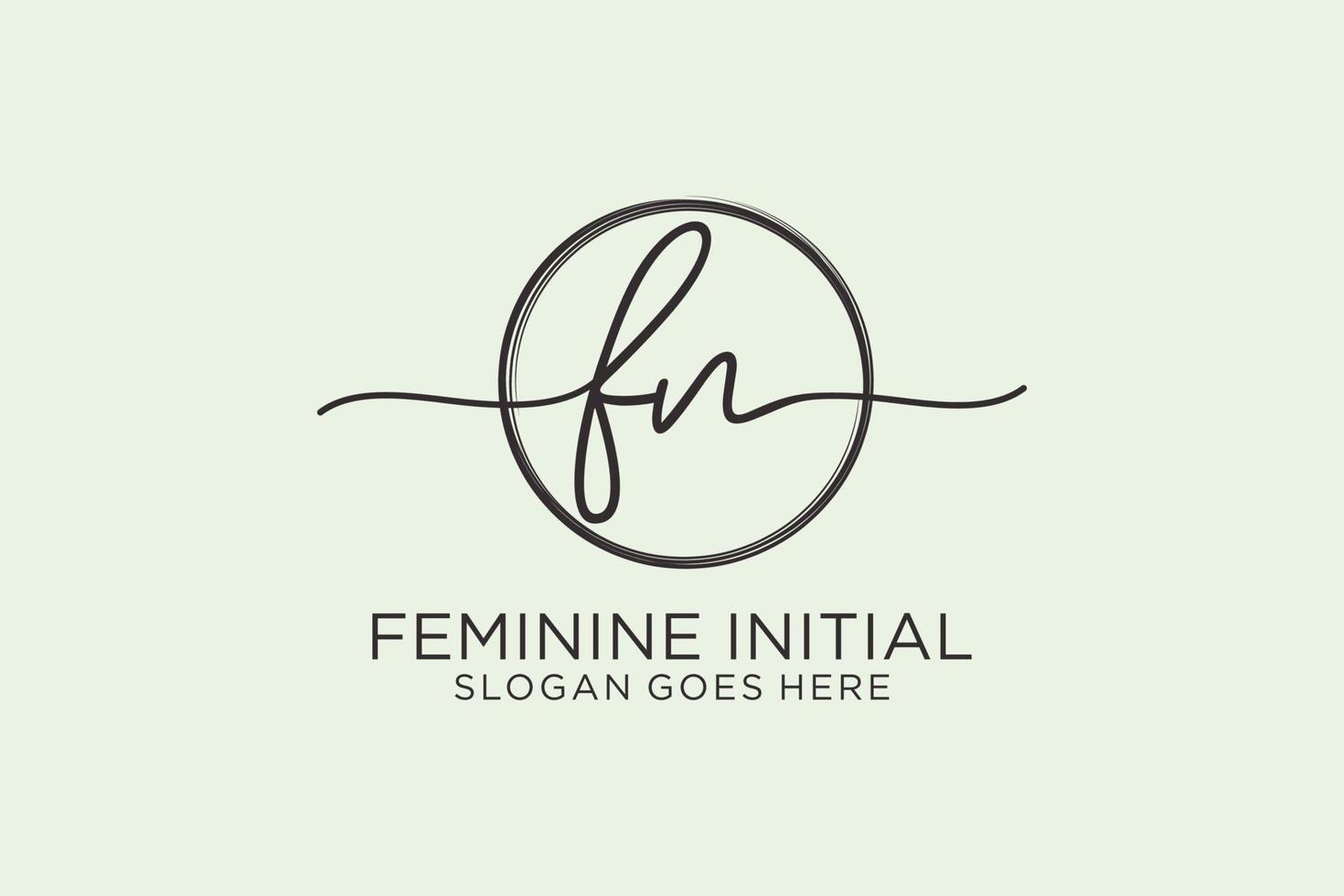 Initial FN handwriting logo with circle template vector logo of initial signature, wedding, fashion, floral and botanical with creative template.