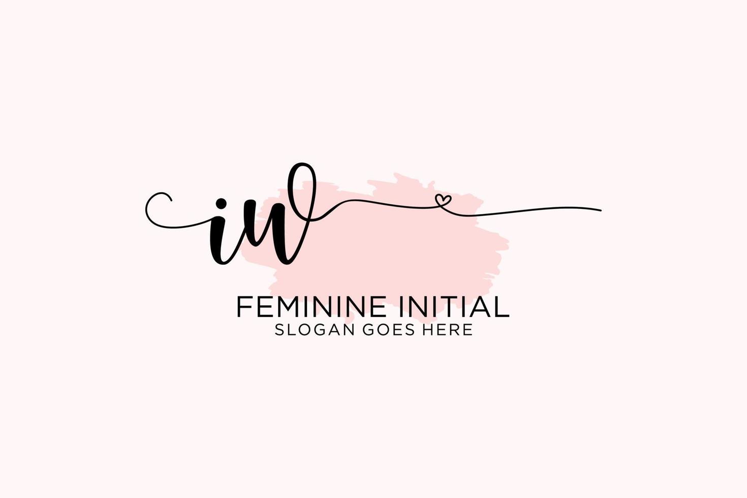 Initial IW beauty monogram and elegant logo design handwriting logo of initial signature, wedding, fashion, floral and botanical with creative template. vector