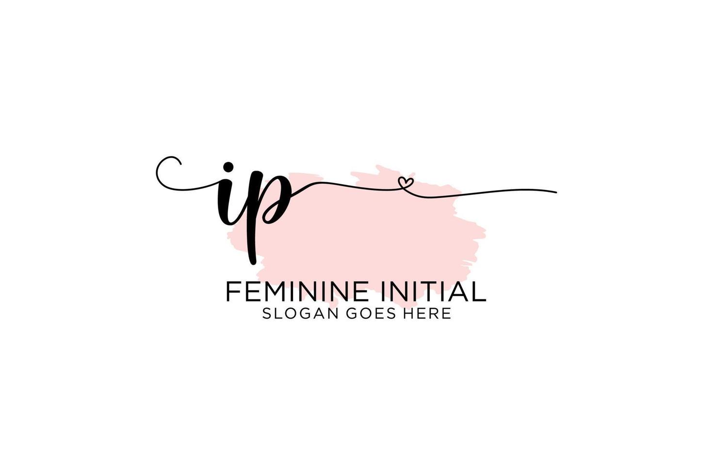 Initial IP beauty monogram and elegant logo design handwriting logo of initial signature, wedding, fashion, floral and botanical with creative template. vector