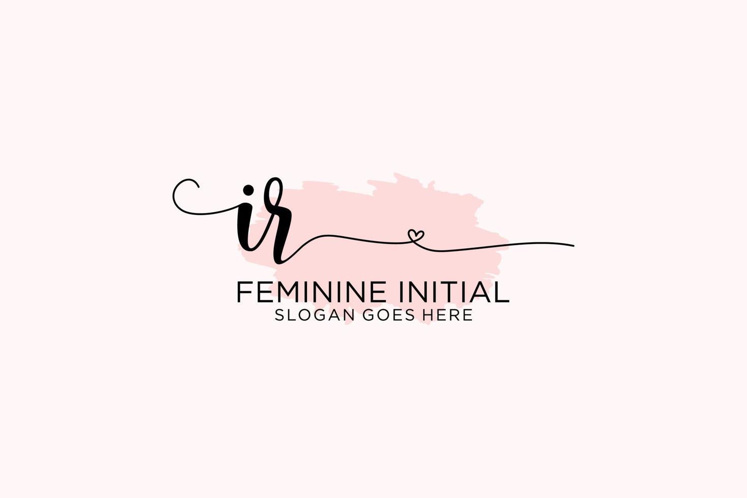 Initial IR beauty monogram and elegant logo design handwriting logo of initial signature, wedding, fashion, floral and botanical with creative template. vector