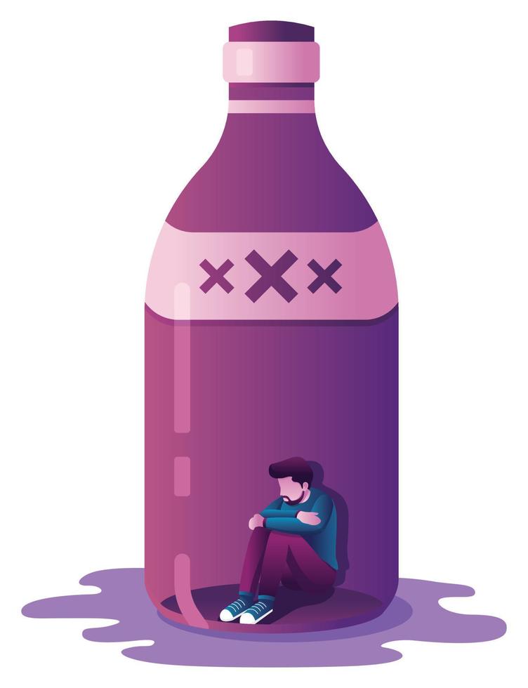 Alcoholism Concept on White vector