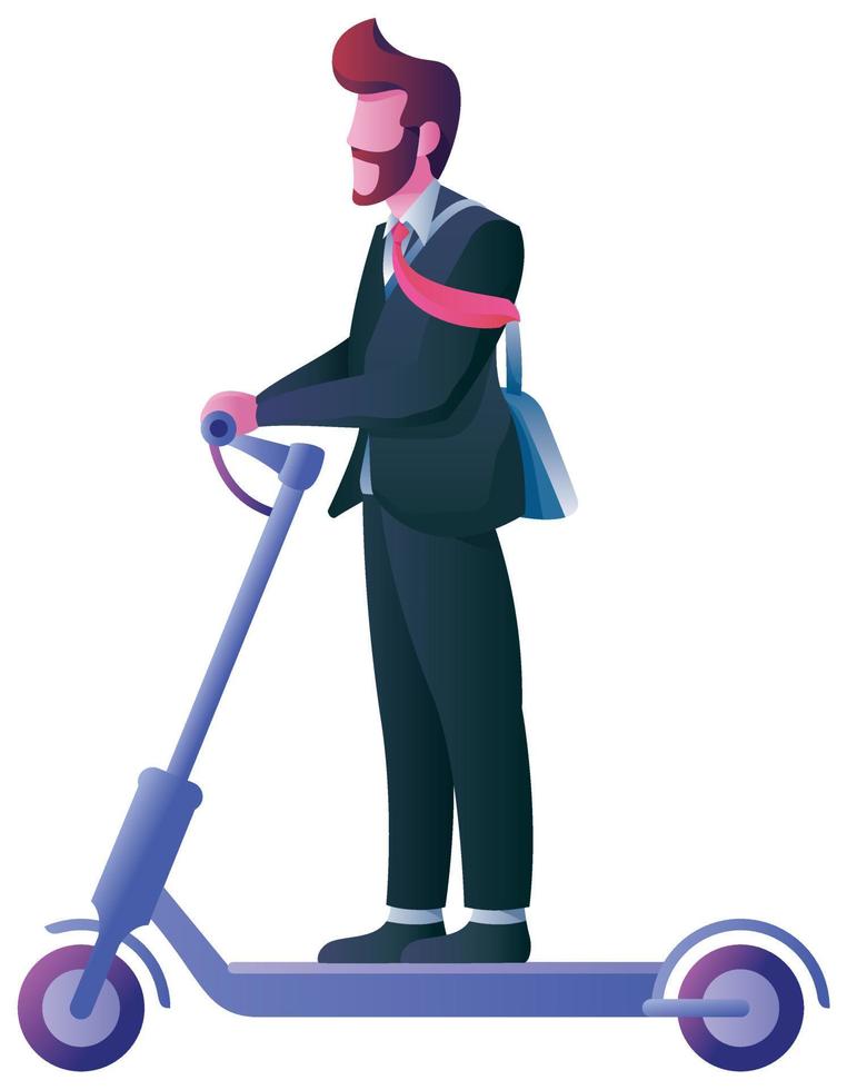 Businessman on Electric Scooter on White vector