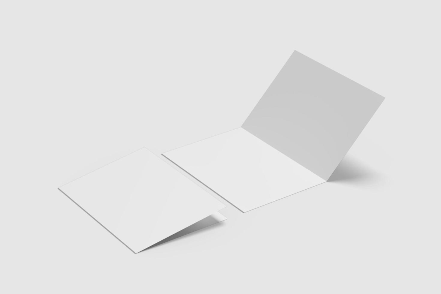 Realistic blank bifold brochure illustration for mockup. 3D Render. photo