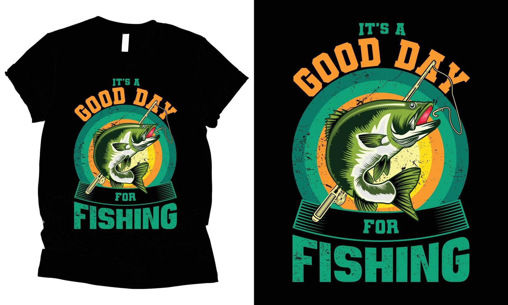 es un buen día para el diseño de camisetas de pesca. vector