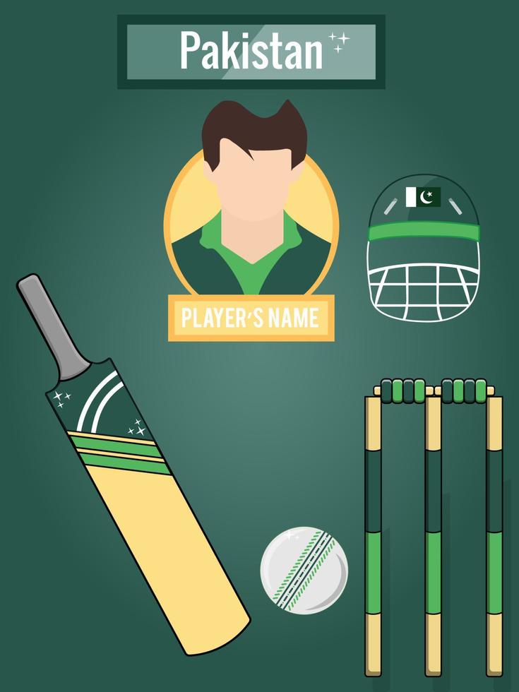 Cricket Icons Set for Pakistan Team vector