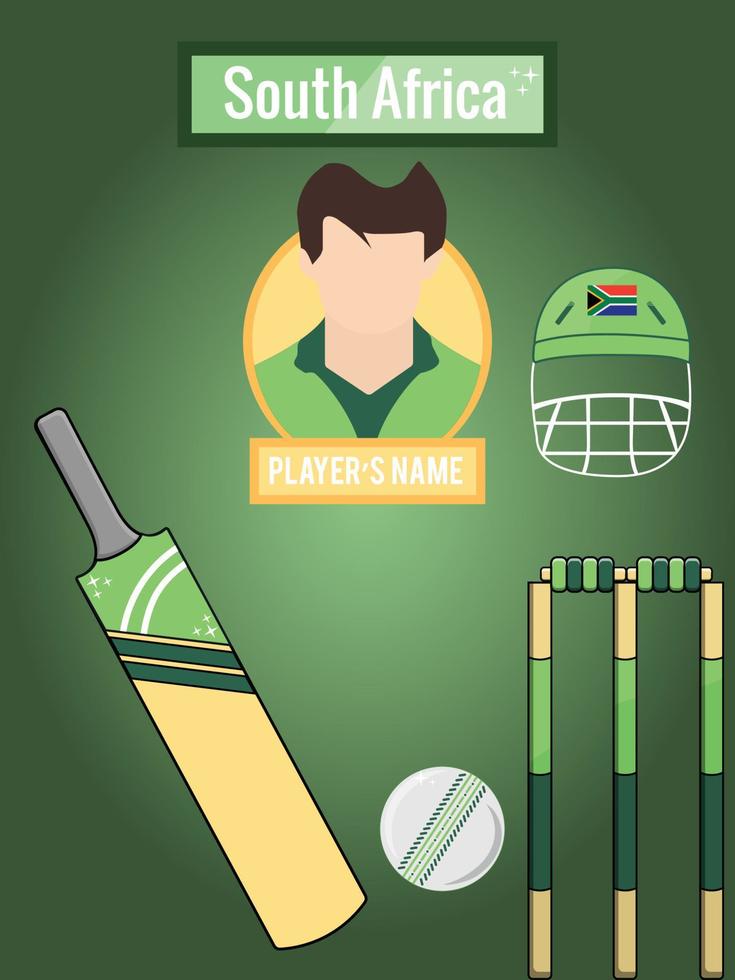 conjunto de iconos para el equipo de cricket de Sudáfrica vector