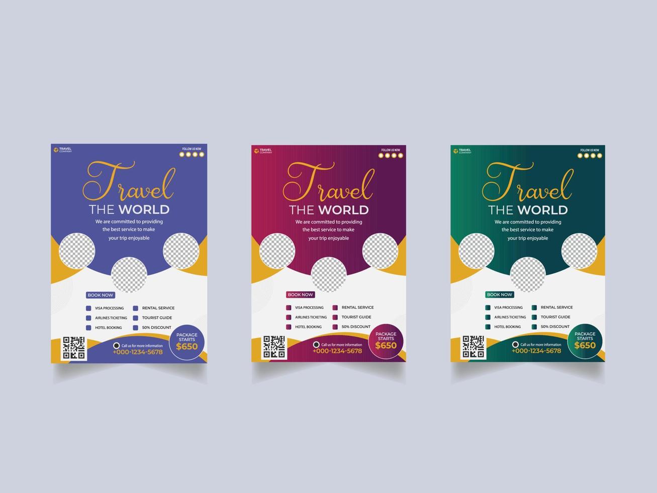 Creative travel and tourism flyer template vector
