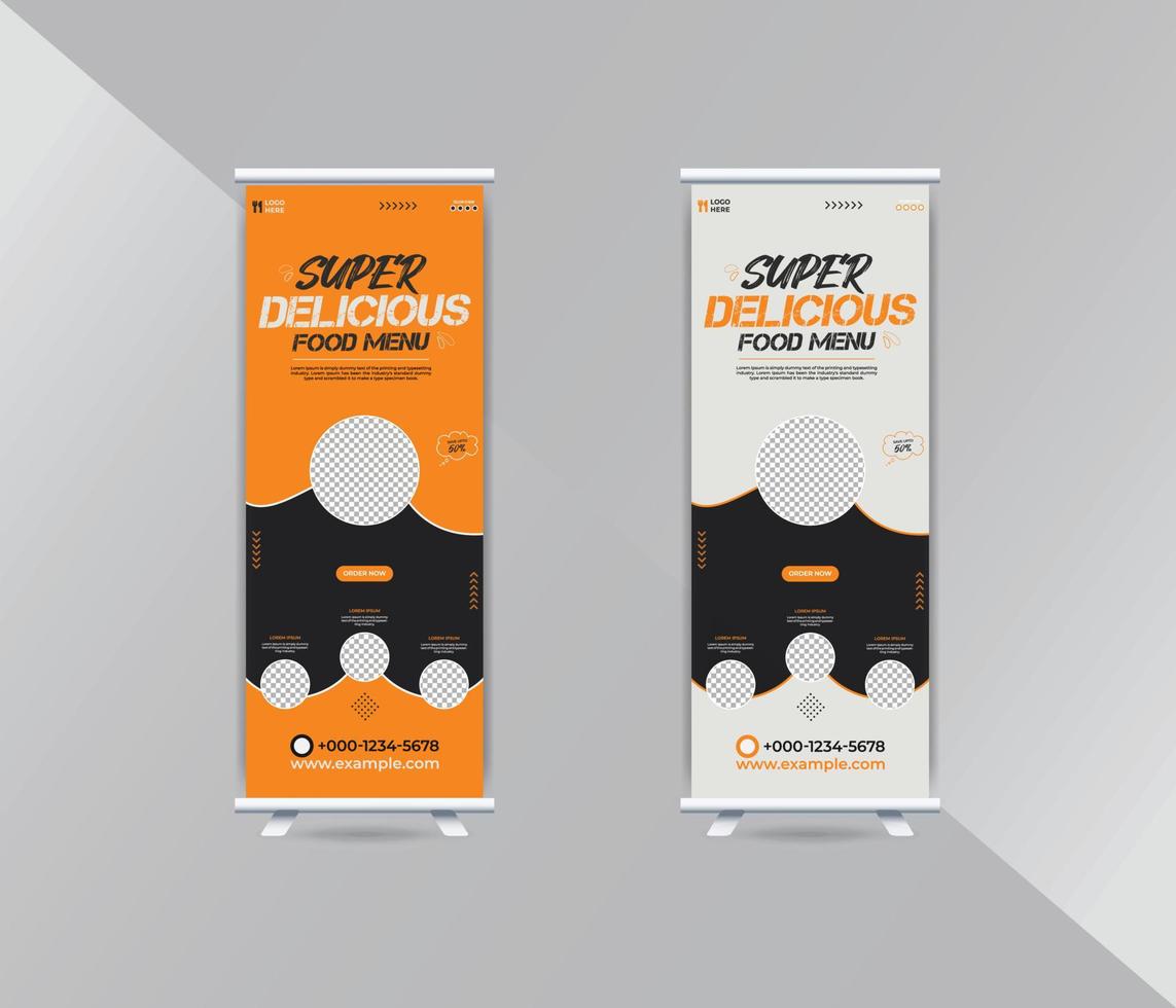 Food and Restaurant food menu roll up banner design template vector