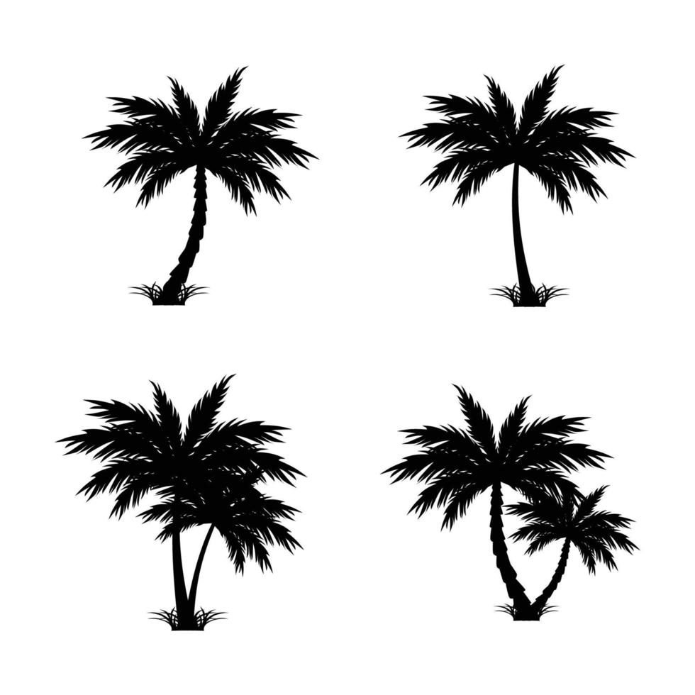 conjunto de vector de silueta de palmera tropical