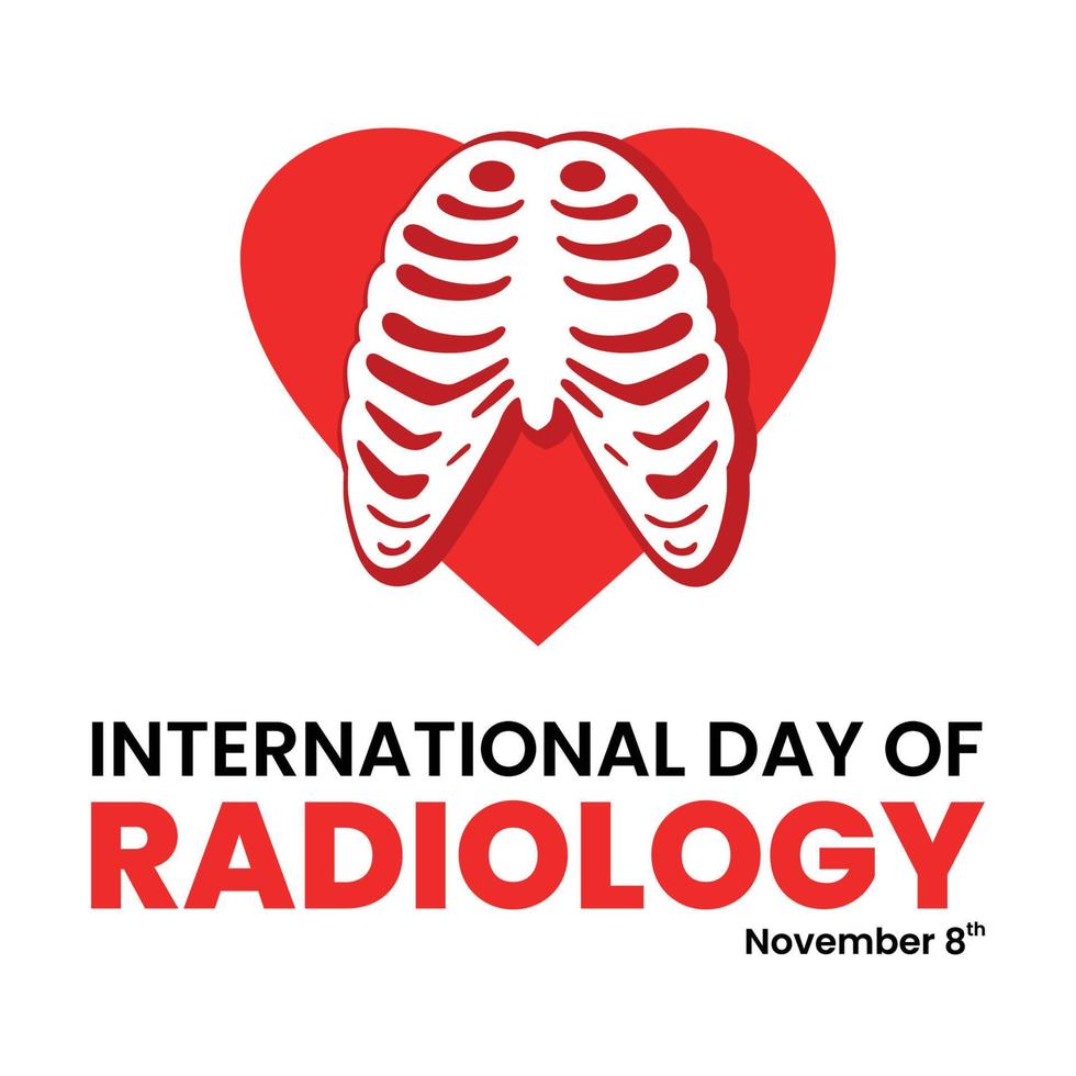 día internacional de la radiología. icono de costillas humanas. hueso. Ilustración de vector de diseño plano aislado sobre fondo blanco