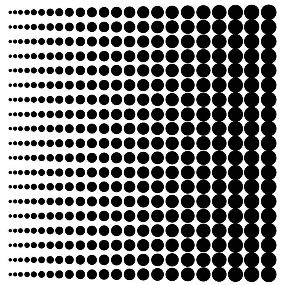 Vector halftone dots. Black dots on white background.