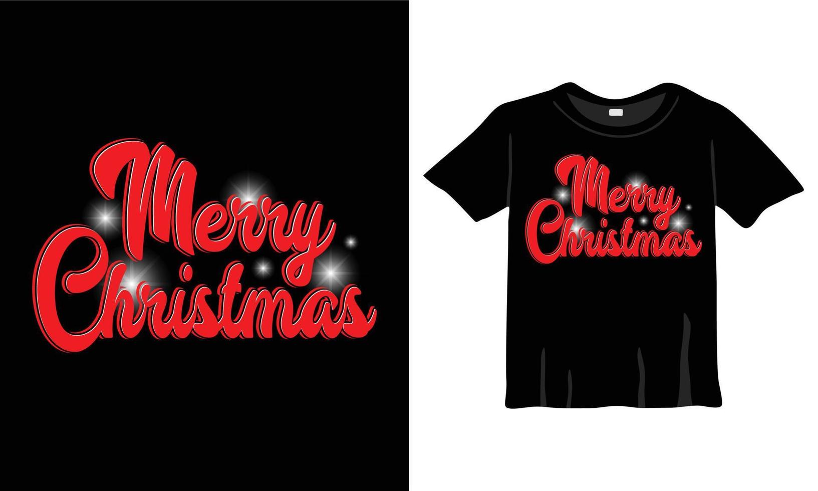 feliz navidad rotulación caligrafía aislada en camiseta de fondo negro. elemento de ilustración de vacaciones de vector. caligrafía de guión de feliz navidad vector