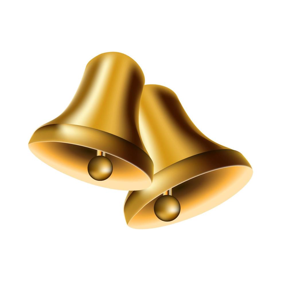 3d Two golden bells vector illustration