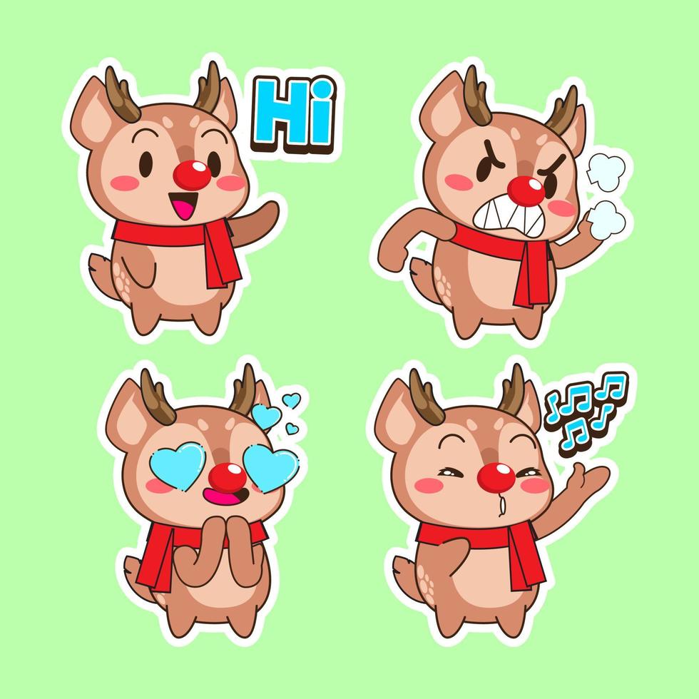 cute deer vector set, deer illustration